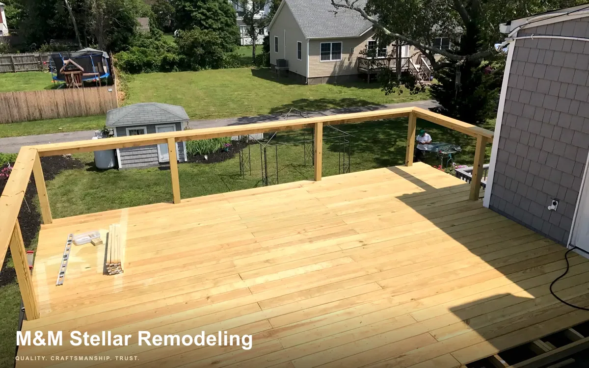 M&M Stellar deck construction with fresh wood boards.