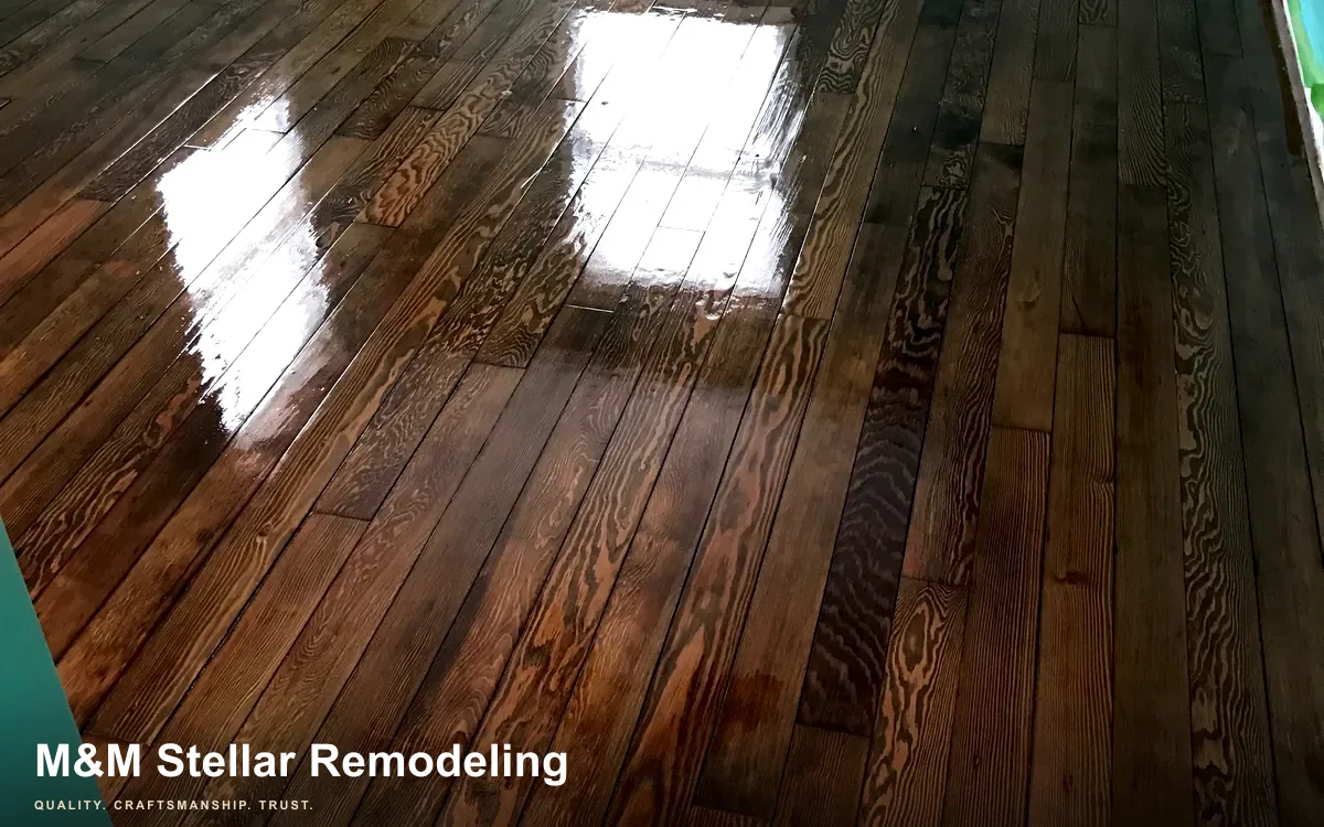 Finished M&M Stellar hardwood floor restoration.