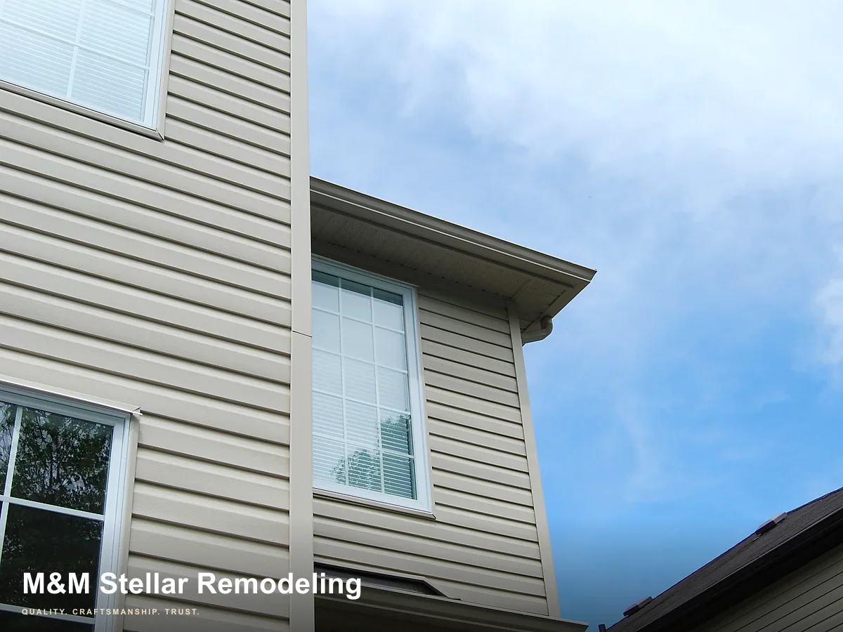 Exterior home siding installation detail.