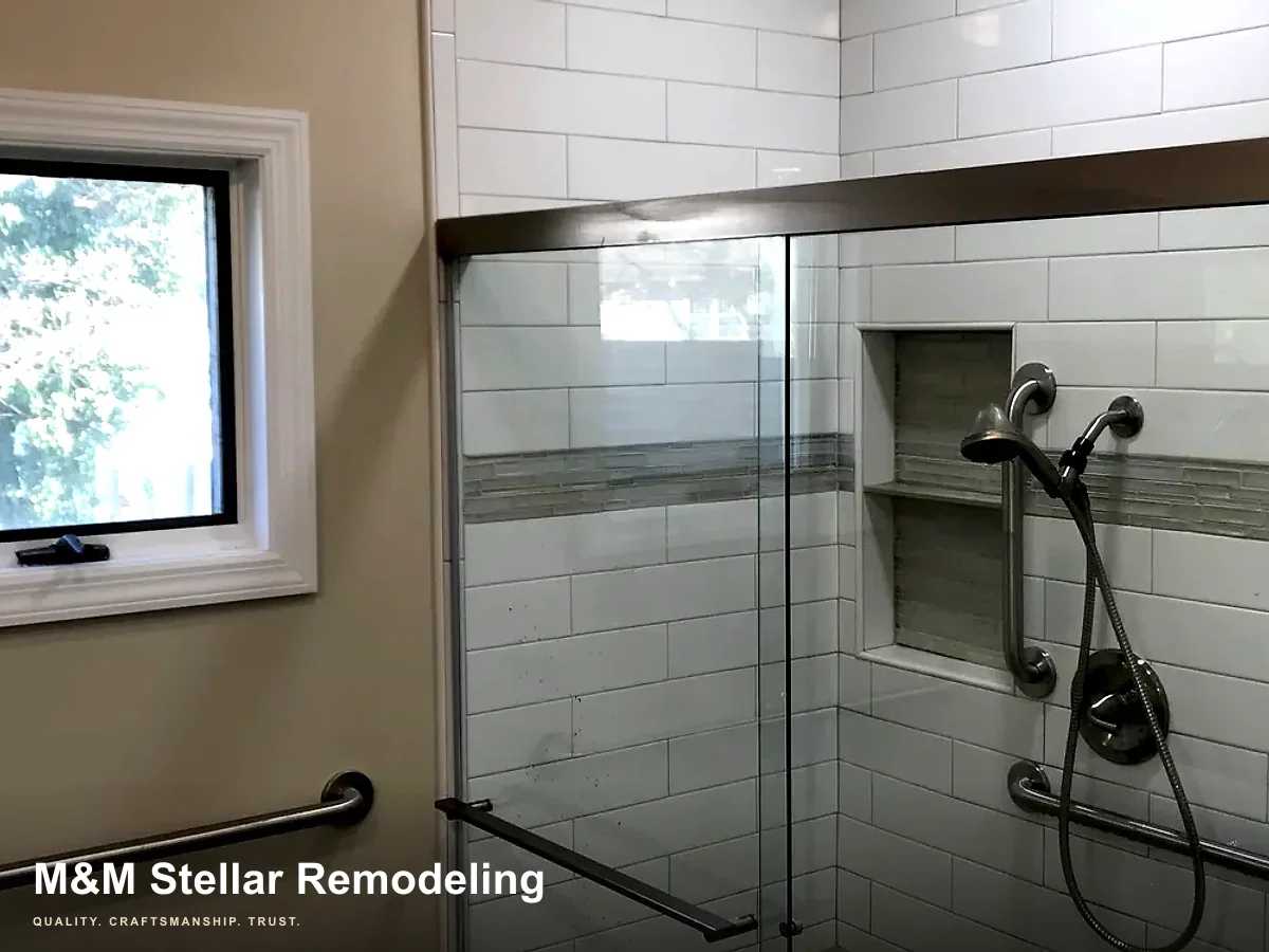 M&M Stellar shower tile installation detail.