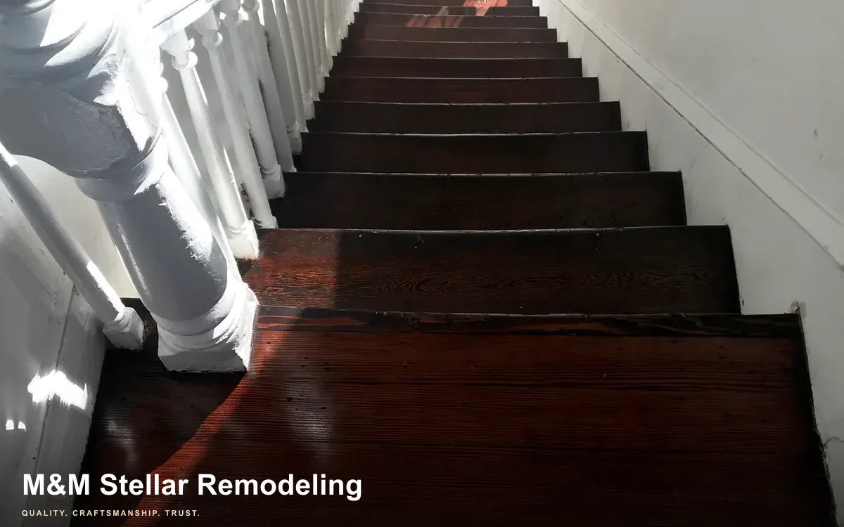 M&M Stellar staircase refinish after completion.